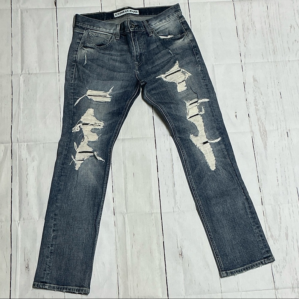 Express Men's Ripped Blue Jeans